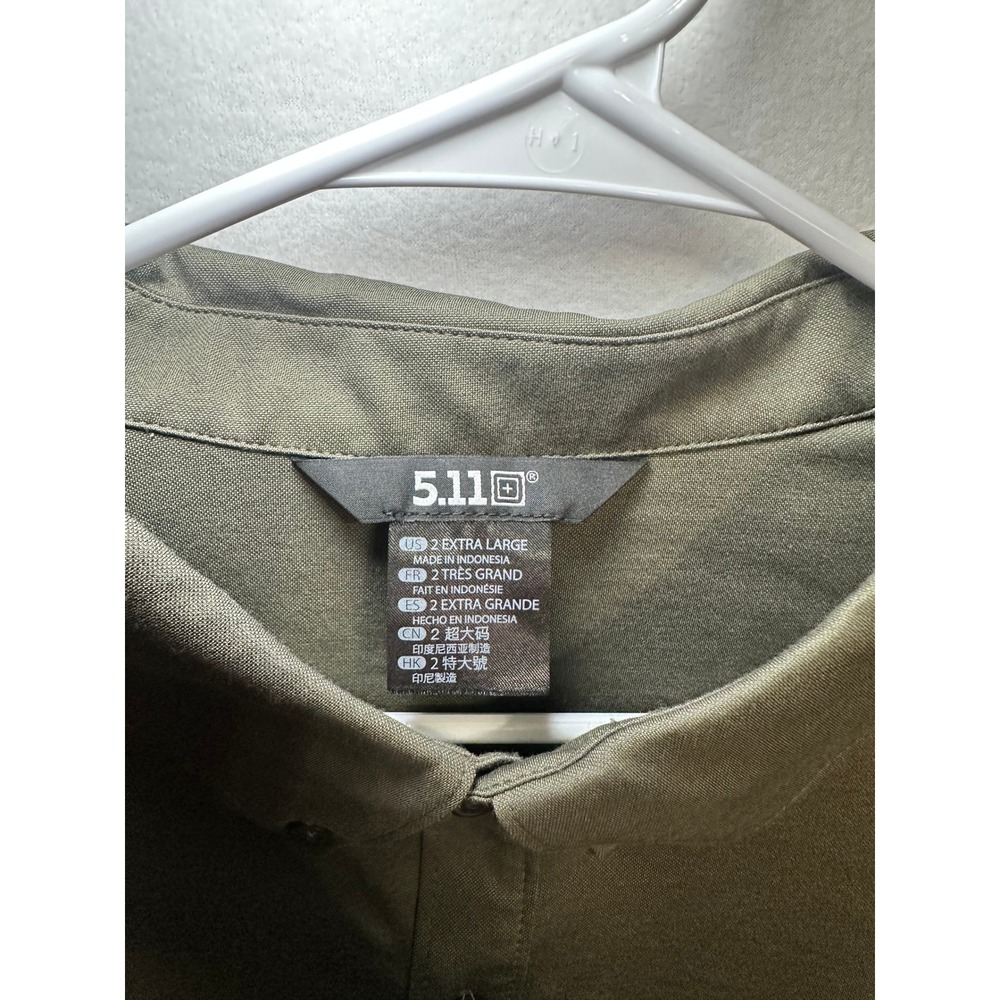5.11 Tactical Mens 2XL Olive Green Button Down Long Sleeve Shirt 7710161-186 - Picture 6 of 12